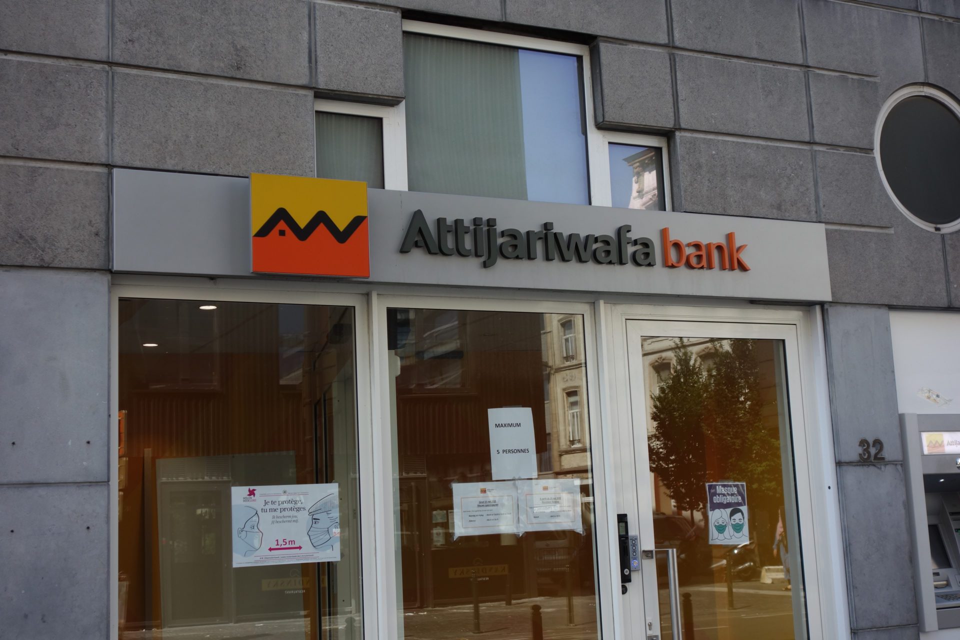 brussels,,belgium, ,august,4,,2020:,attijariwafa,bank,branch,exterior.