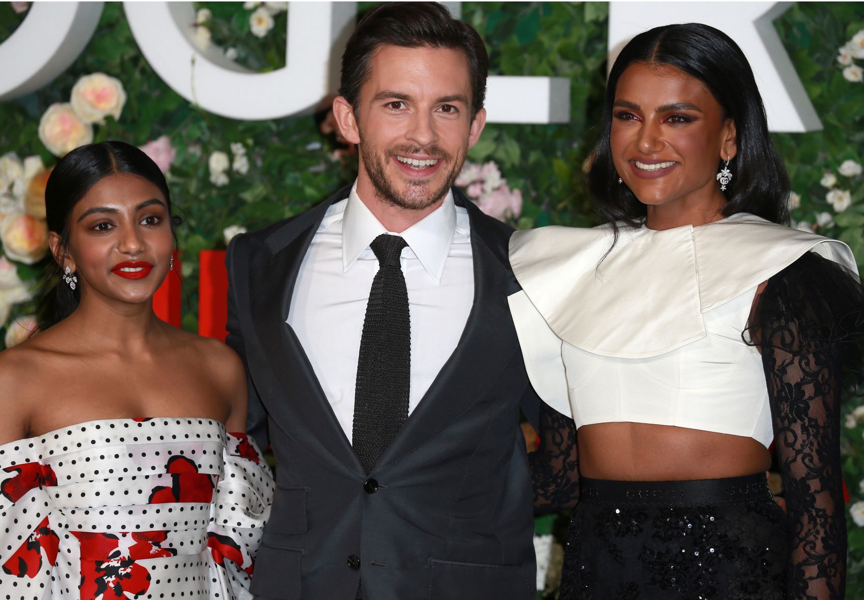 London, United Kingdom - March 22, 2022: Charithra Chandran, Jonathan Bailey and Simone Ashley attend the "Bridgerton" Series 2 World Premiere at Tate Modern in London, England. Editorial credit: Fred Duval / Shutterstock.com