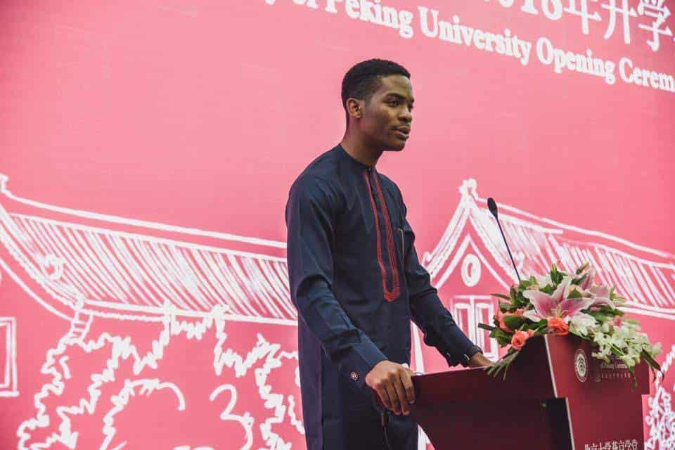 Kennedy Ekezie speaking at Peking University. Photo credit: Kennedy Ekezie